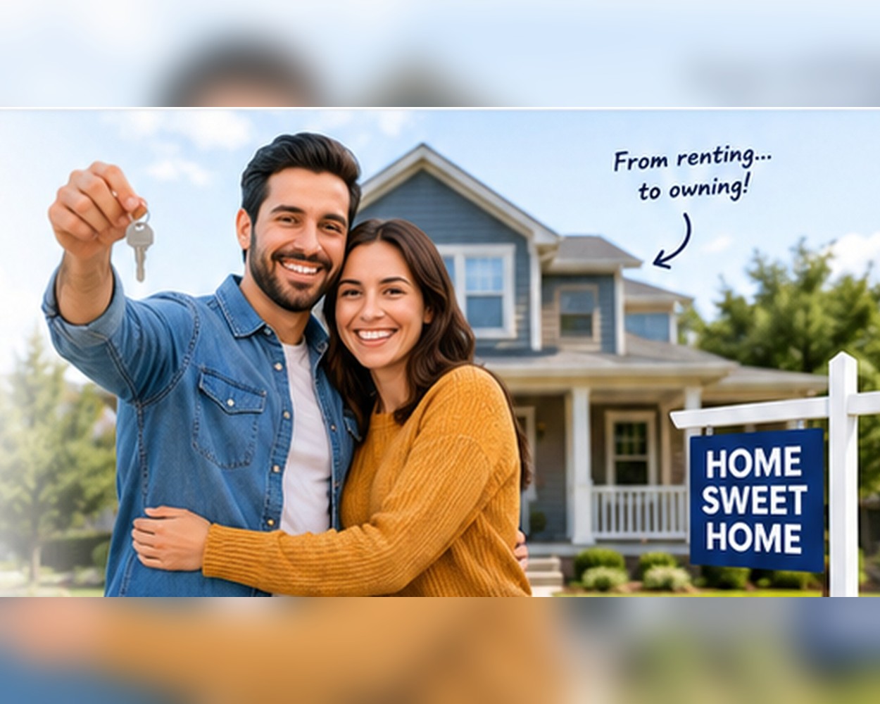 Happy homebuyers holding the keys to a home